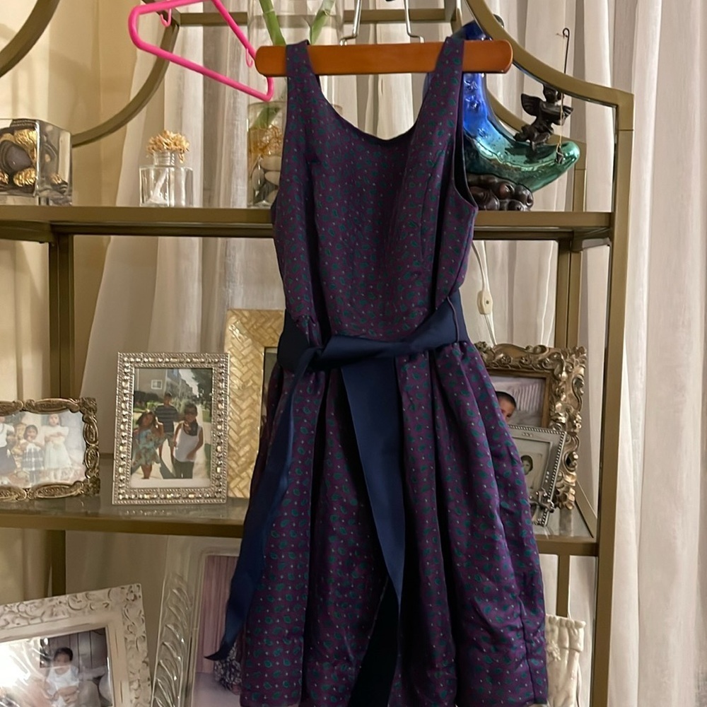 Ralph Lauren Navy Blue Dress with Pink & Teal Dot Print